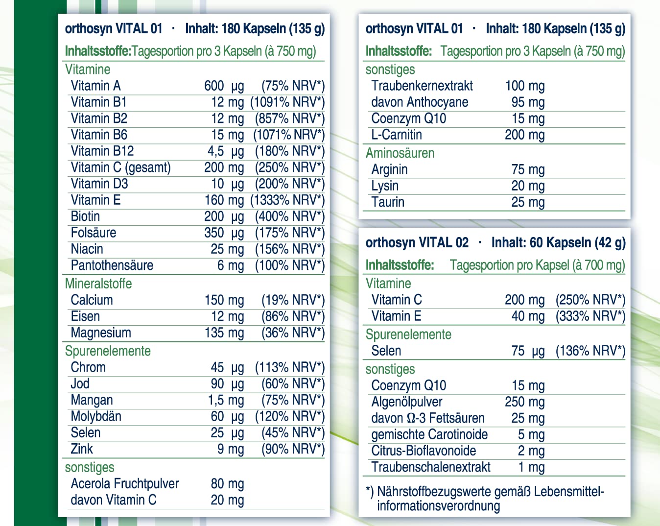 VITAL, 2 Komponenten,180/60 Kapseln, 60 Tage