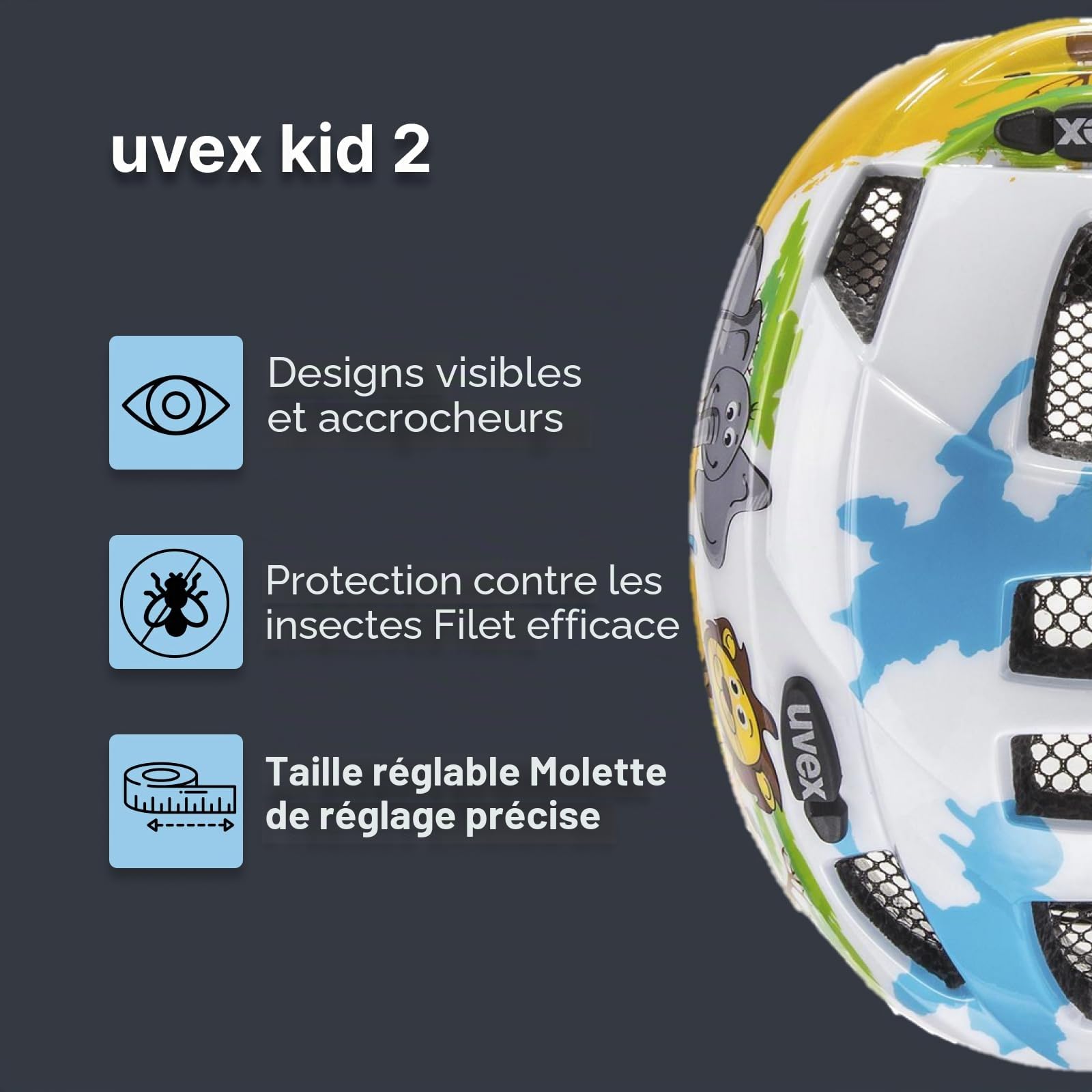 uvex Kid 2 - Casque de vélo léger pour Enfants - réglage de la Taille Individuel - Doublure Lavable