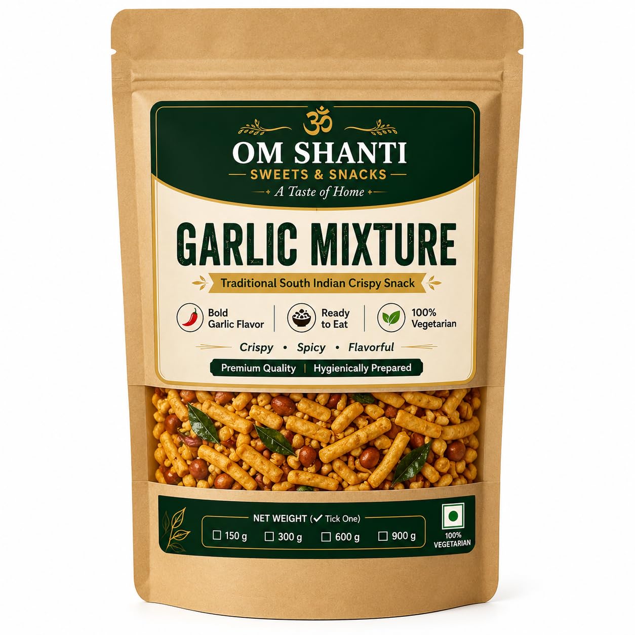 Garlic Mixture (300 G) | OM SHANTI SWEETS & SNACKS Garlic Mixture | Crispy & Spicy Traditional Namkeen | Ready to Eat-image-35