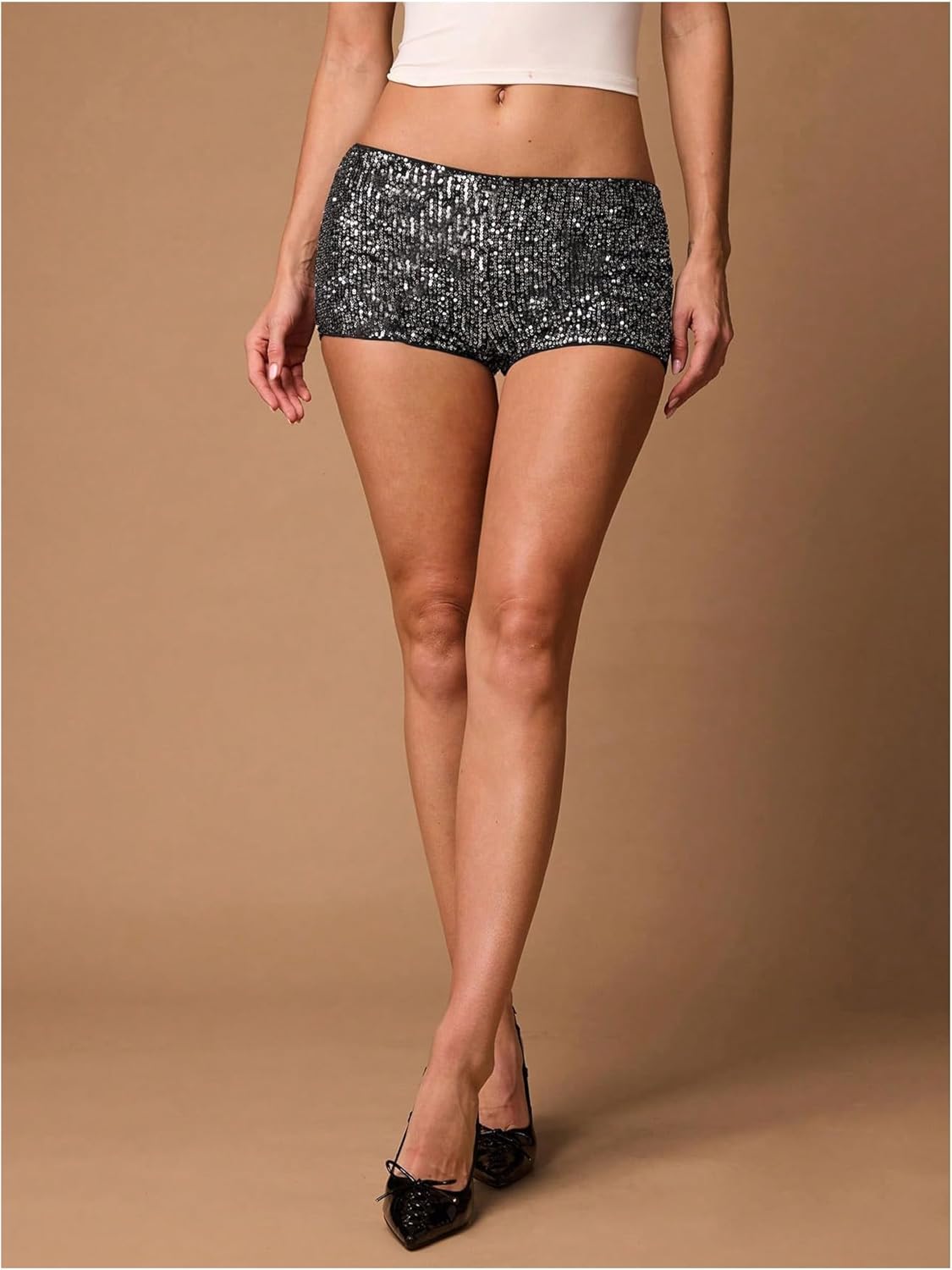 SHENHE Women's Sparkly Sequin Shorts Sexy Low Rise Y2k Party Rave Hot Pants Booty Shorts - Image 6