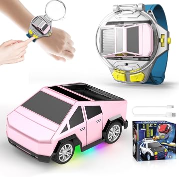 Watch Remote Control Car Toy, 2.4 GHz Mini RC Cars Watch Toy with LED Lights USB Charging Wrist Controlled Small Racing Car Interactive Game Toys for Kids Boy Girl Birthday Christmas