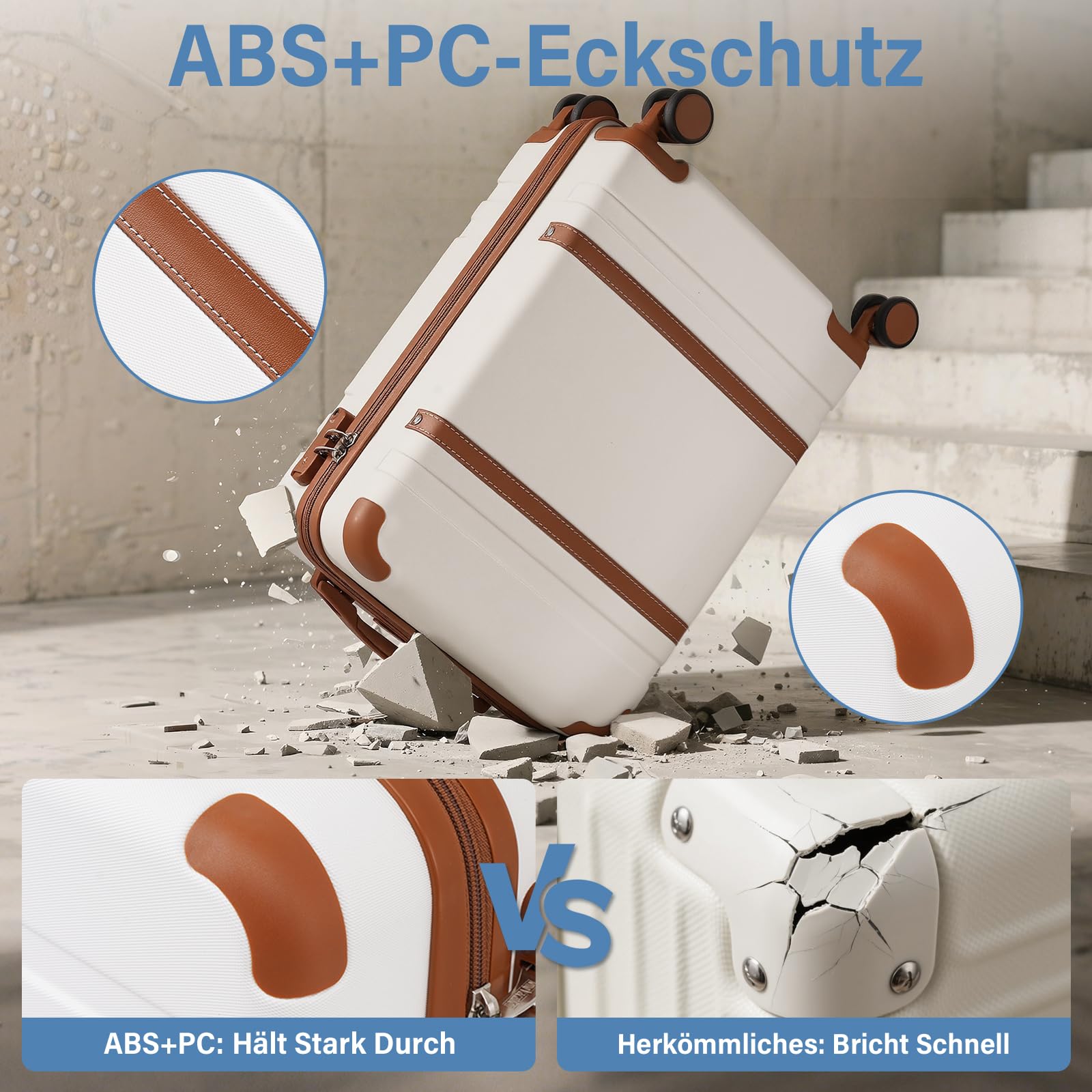 COOLIFE Ryanair Kabinenkoffer-Set 2tlg - 55x40x20+40x30x20 cm EasyJet TSA | PC+ABS Handgepäck Koffer, 4 Doppelrollen, Handgepäck Rucksack, Laptopfach – für Priority-Boarding, Städtetrips & Freizeit