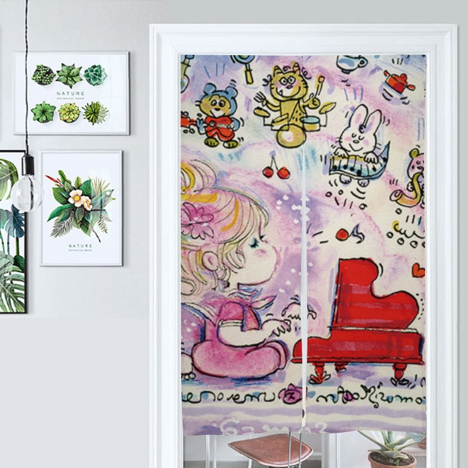 cecilbo　特注　水森亜土暖簾3点セット Amazon｜水森亜土 絵 (5) のれん 仕切り 目隠し 遮光 断熱 防寒