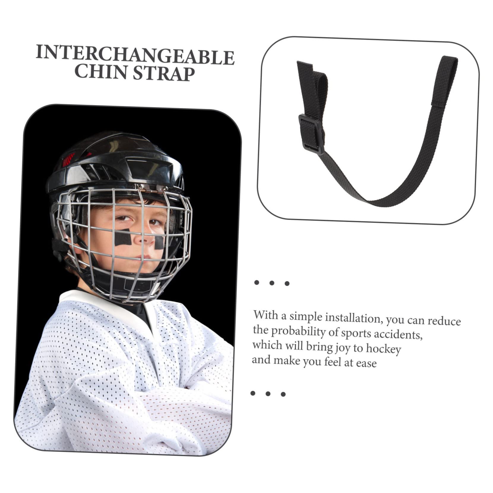 ibasenice Correa de Barbilla para Casco de Hockey Resistente y Confortable Accesorio Deportivo para Hockey y Otros sobre Hielo y Béisbol Negro