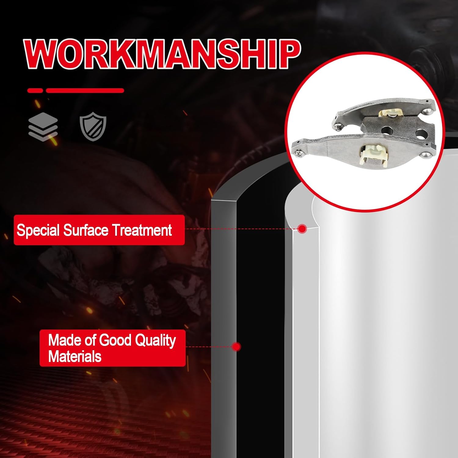 cciyu 4x Rocker Arm Set for Ford F-250 F-350 Super Duty 2008-2010, Replaces 8C3Z-6A588 & 8C3Z-6A588A, Fits F-450 F-550