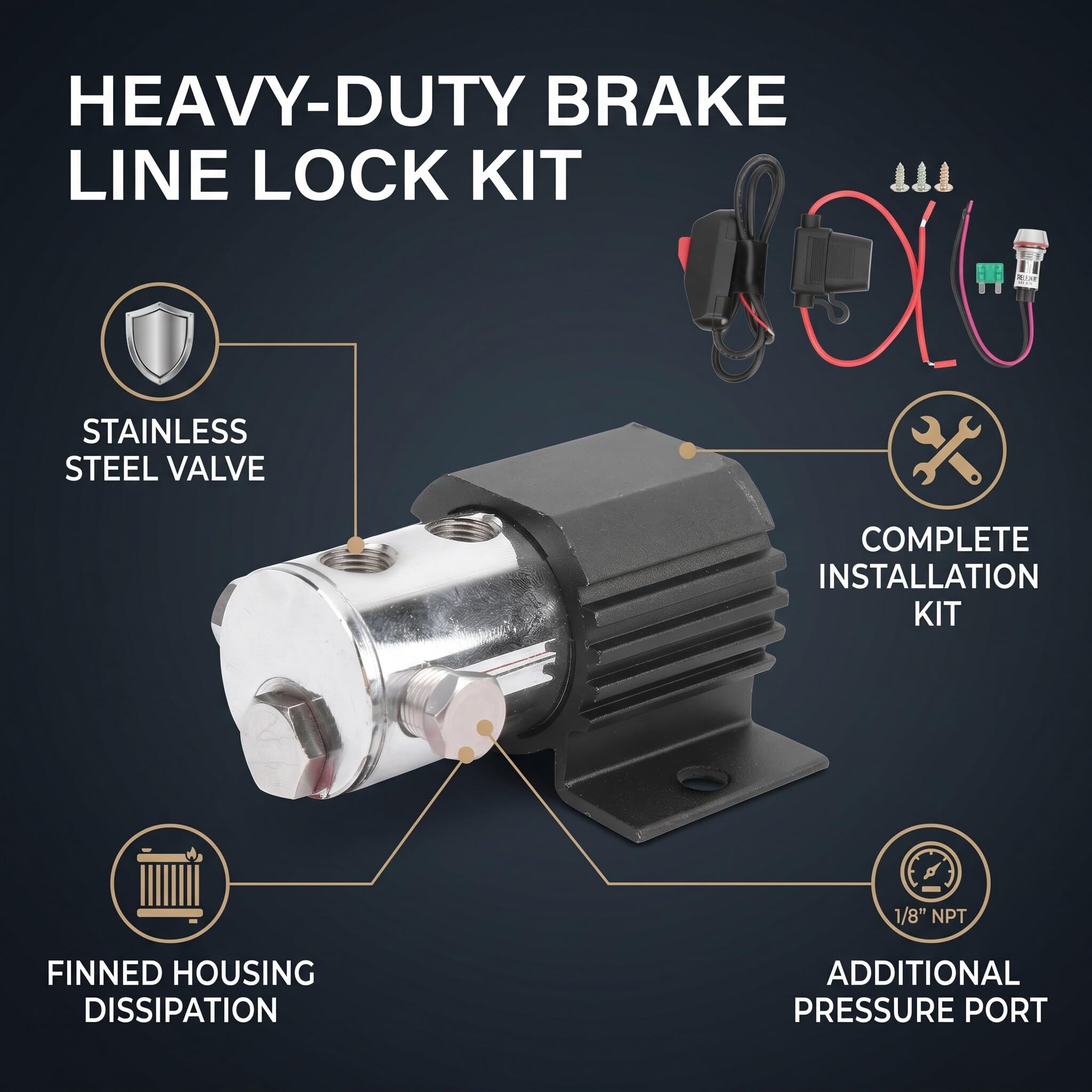 Haofy Line Lock System Aluminium-Edelstahl mit Gewindeanschluss für Bremsdruckmessung, Roll Control Hill Holder Komplettset, Offroad-Touren Fahrzeugumbau Classic Cars