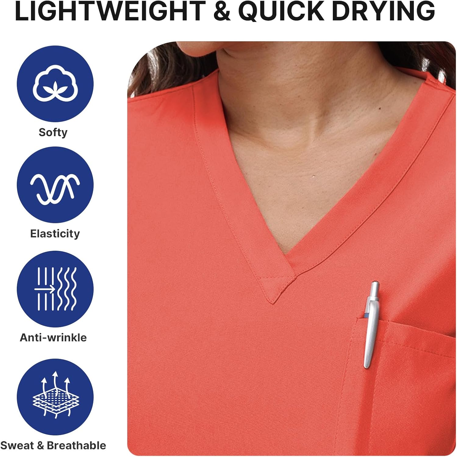 Scrubs Set for Women Nurse Uniform V-Neck Top and Drawstring Jogger Pants with Multi Pocket Nurse Workwear - Image 2