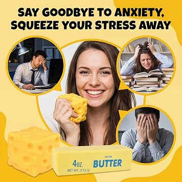 3Pack Butter Cheese Squishy, Butter Stick Slow Rising Squishy Toy Cheese Squeeze Toy Stress Balls Fidget Toys for for Adults Kids, Stress Relief Sensory Toy for Home Office Desk Relaxation