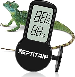 REPTITRIP Reptile Thermometer, Hygrometer for Reptile Tank, Hygrometer Thermometer with Digital LCD Display, Support for Fahrenheit and Celsius, with Two Batteries