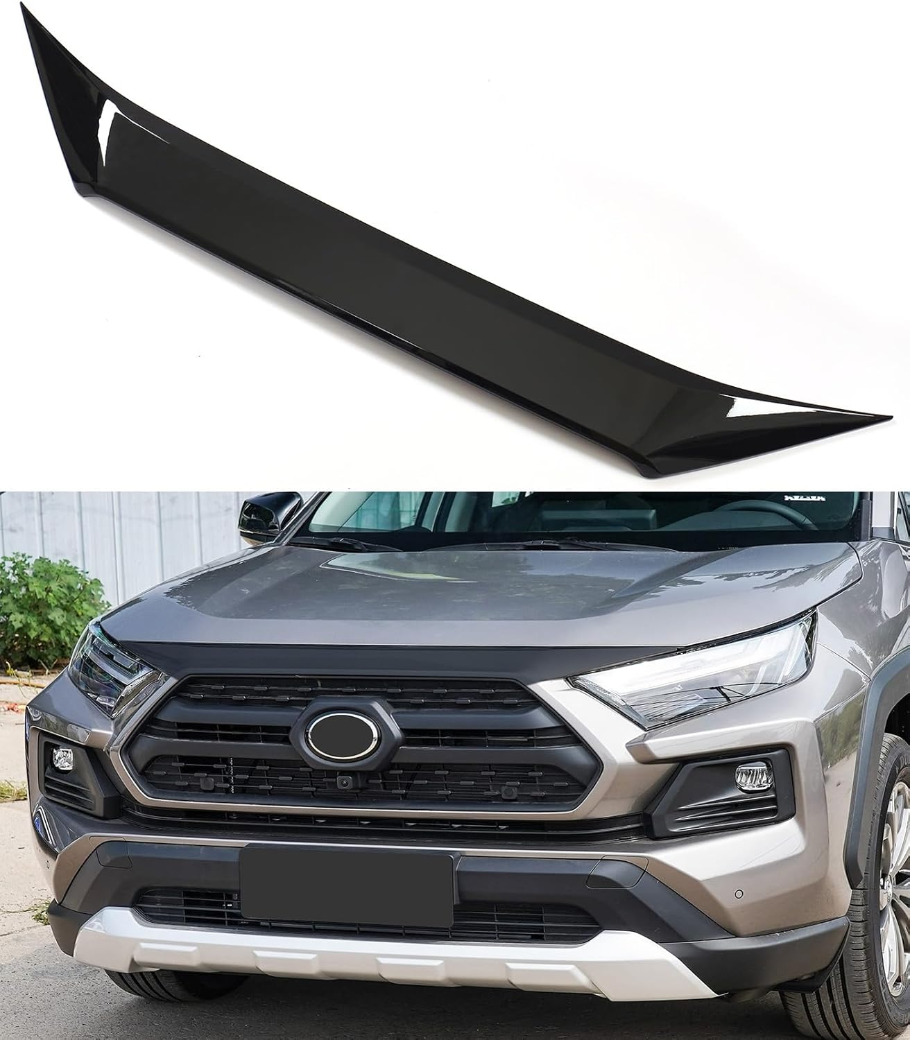 for Toyota RAV 4 2019-2025 Accessories, Front Bonnet Protector Fit for Adventure/TRD Off-Road Models, Bug Deflector Low Profile Cover Trim for RAV4 2020 2021 2022 2023 2024 (Glossy Black)