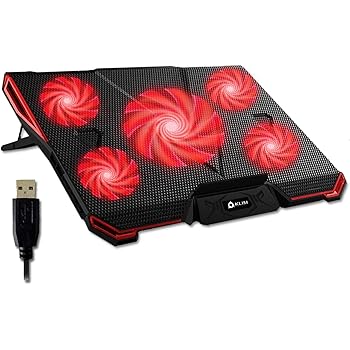 KLIM Cyclone - Base di Raffreddamento PC Portatile + Laptop Stand con 5 ventole + Il Miglior Supporto Raffreddatore + Cooling Pad Gaming PS4 Xbox One + Rosso + NUOVA VERSIONE 2020