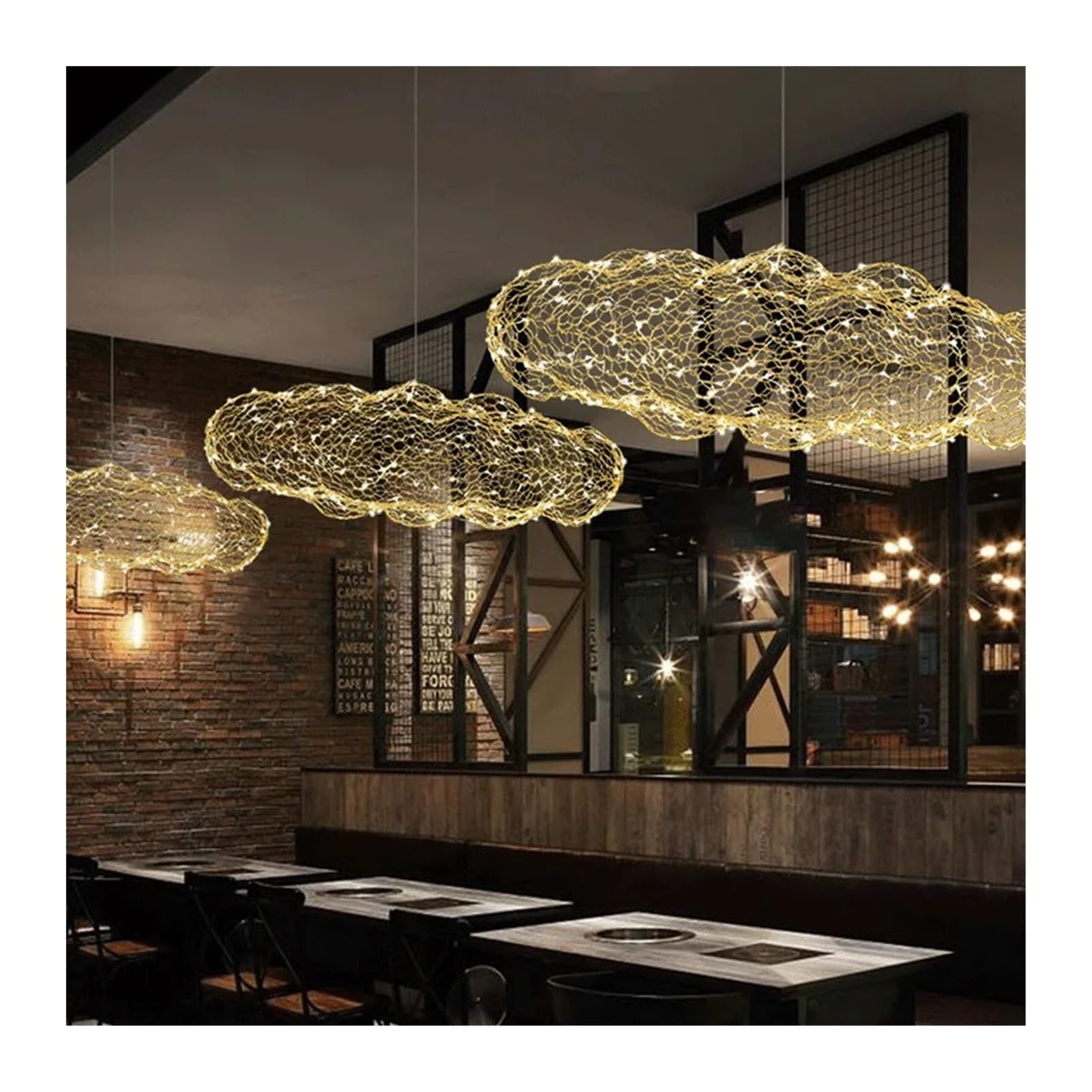 Włoski żyrandol wiszący w kształcie chmury, biały i złoty, żelazny, idealny do sklepów odzieżowych, kawiarni, galerii sztuki, przedszkola, restauracji (biały, złoty, bez