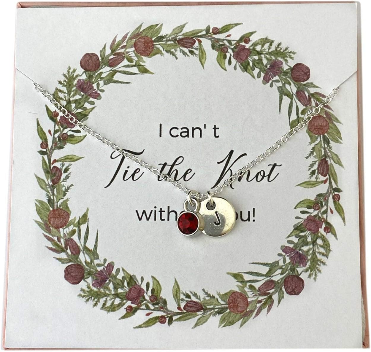 Bridesmaid Necklace, Will you be my Bridesmaid, Maid of honour proposal, Bridal Party Wedding Party Gifts Invitations with Birthstone and Initial Charm, 9