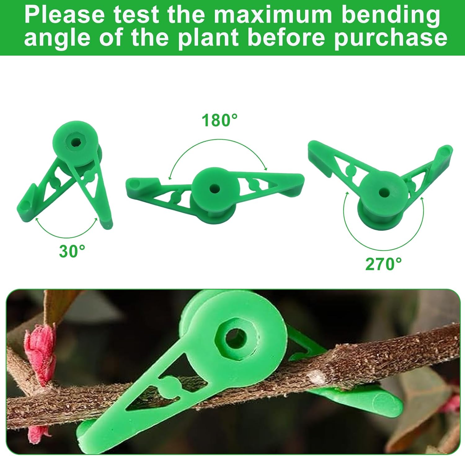 Jiozermi Low Stress Training Clips, 60 Pcs, Green + White + Black image 3