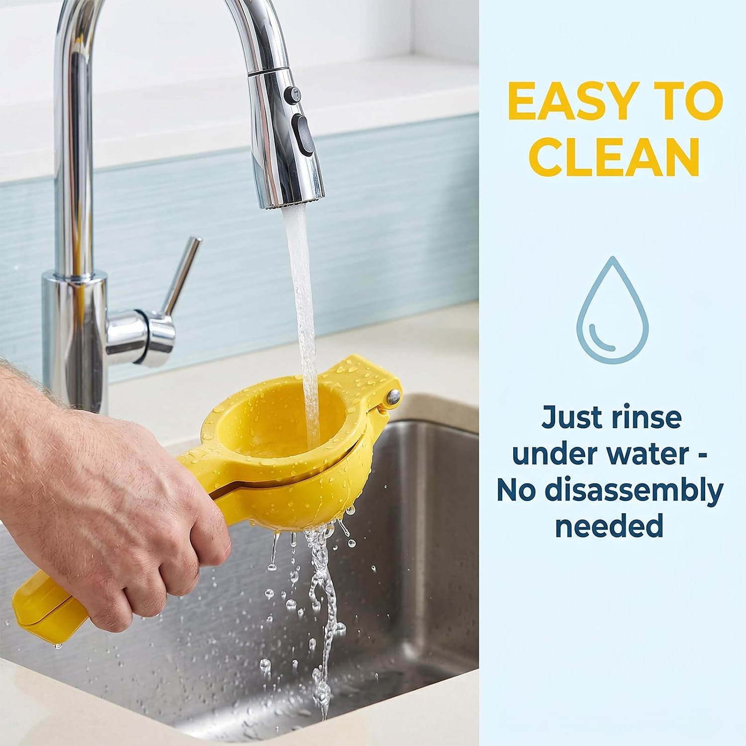 Manual Lemon Squeezer,Citrus Press Metal Handheld Juicer Tool,Heavy Duty Lime Squeezer for Kitchen Bar Use,Yellow
