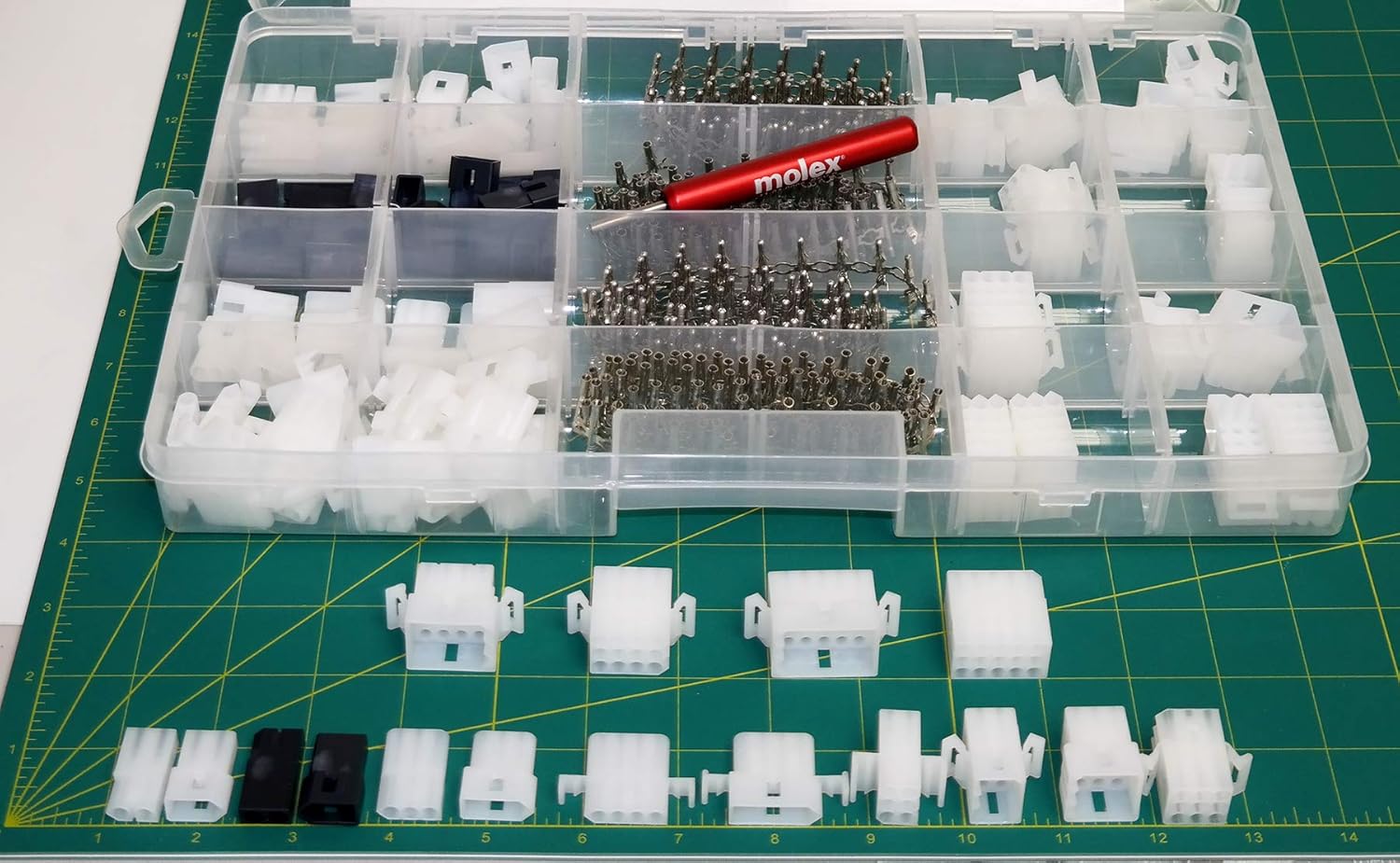 510pcs Molex 2-15 Pin 14.0A Connector Kit 0.093", Wire Gauge 14-22 AWG w/Remove Tool