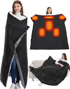 Large Battery-Powered Heated Blanket 62x55in Portable Cordless