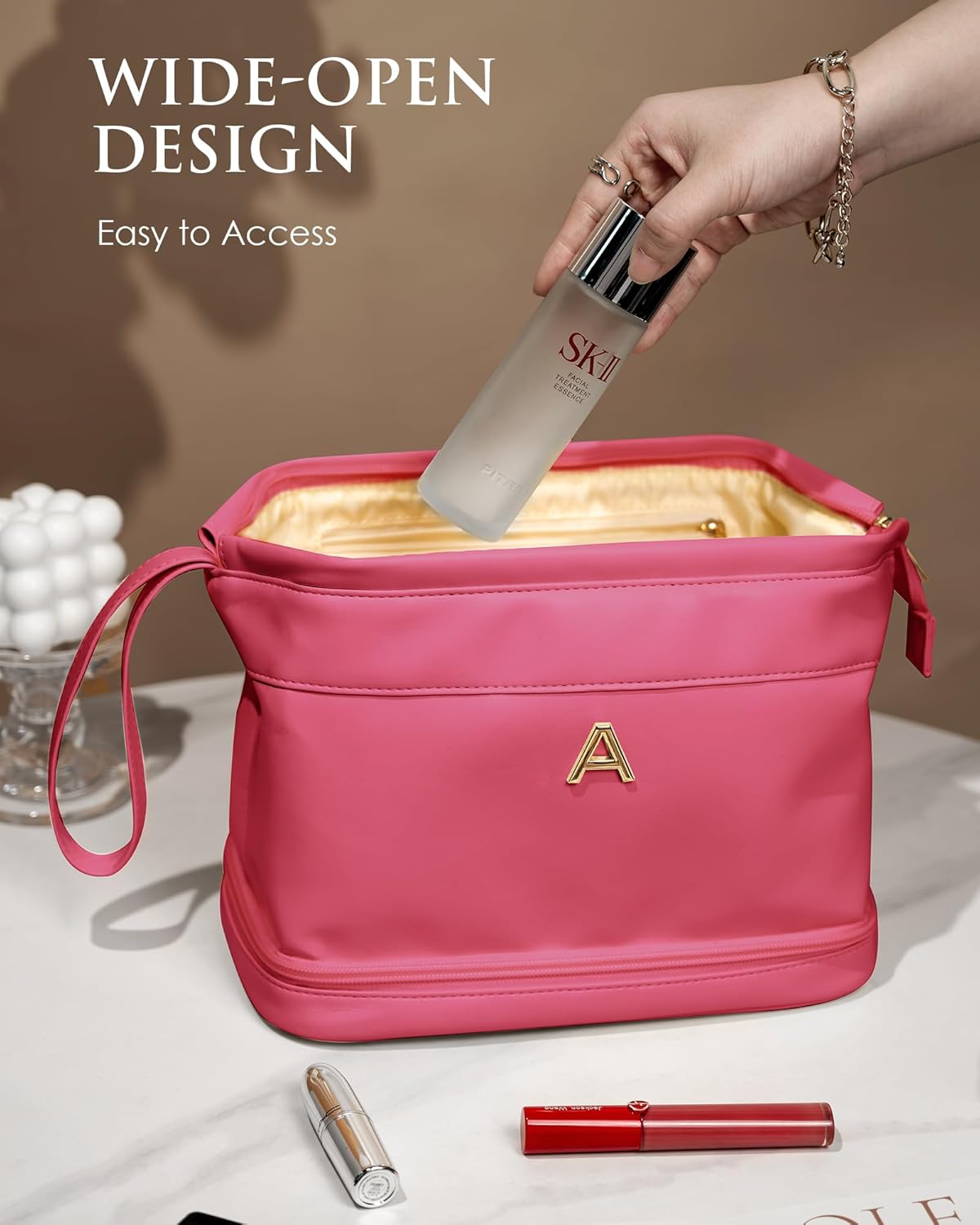 Womens Gifts Ideas, Makeup Bag for Women, Bridesmaid Engagement Gift for Her Travel Toiletry Bag Make Up Bag Pouch for Purse Bridal Shower Gifts for Teenage Girl-Wedding Bridesmaids Gift
