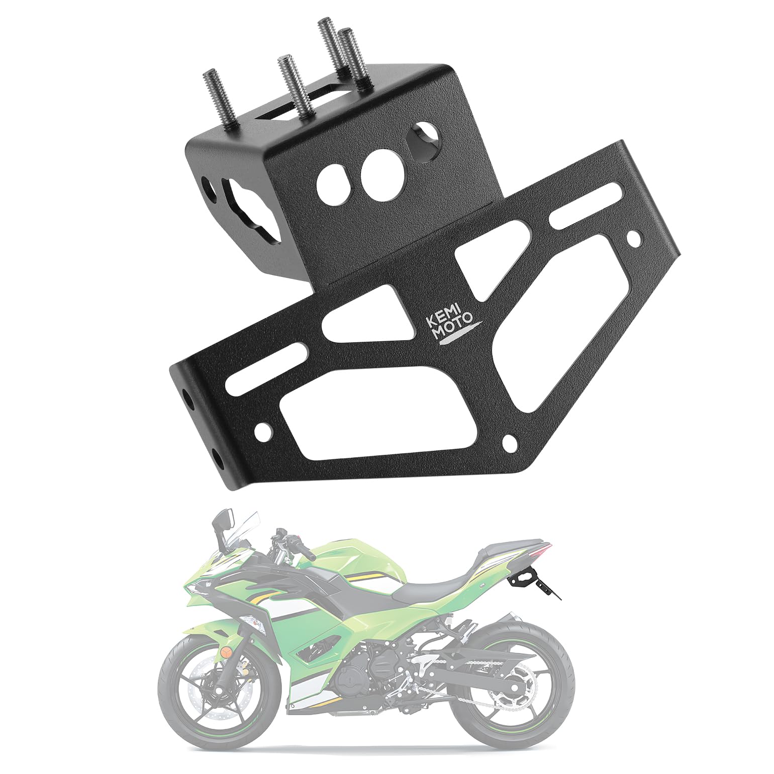 KEMIMOTO 2025 Ninja 500 Fender Eliminator Kit Compatible with Ninja 400 Z400 2018-2023 250 500 Z500 2024 2025 License Plate Bracket Mount Holder Tail Tidy with Stock & Aftermarket Turn Signal