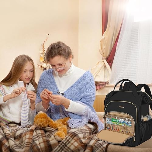 Miniatura 2 de Knitting Bag Backpack, Large Crochet Bag Organizer,Water-Resistant Yarn Storage Organizer Tote Bag Yarn Holder for Crochet Hooks, Knitting Needles,