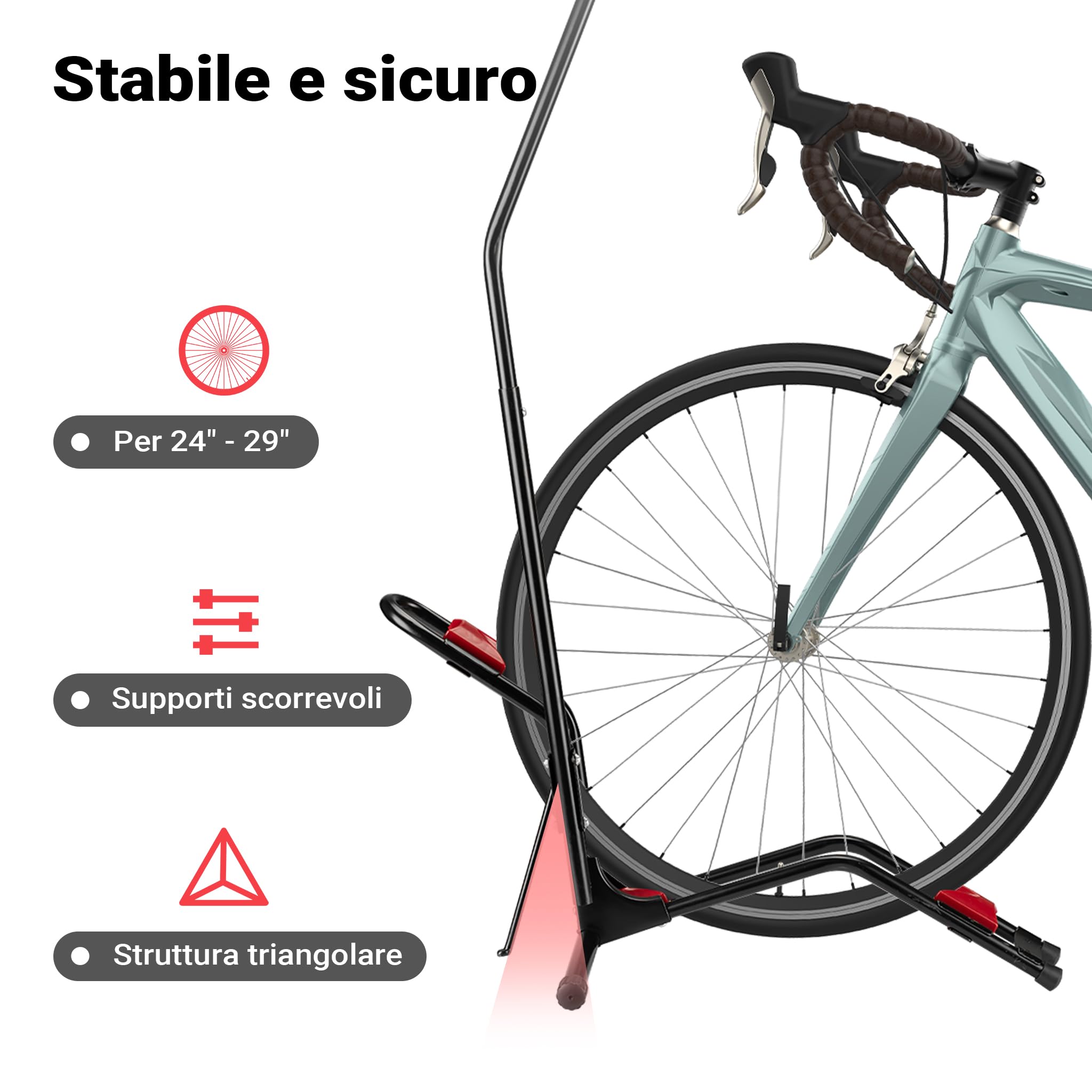 Wiltec Portabici da Terra Universale, Porta Bicicletta autoportante in Acciaio