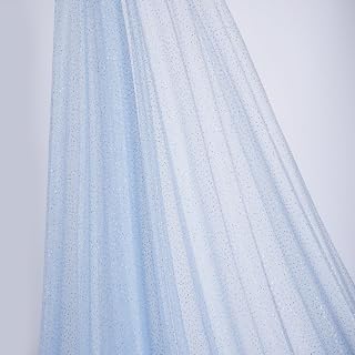 SHAYUAN 60" x 8 Yards Glitter Tulle Fabric Rolls for Bridal Veil Tutu Skirts Tulle Bolt Ribbons DIY Sewing Crafts Wedding Arch Bridal Showers Decoration Photography - Light Blue