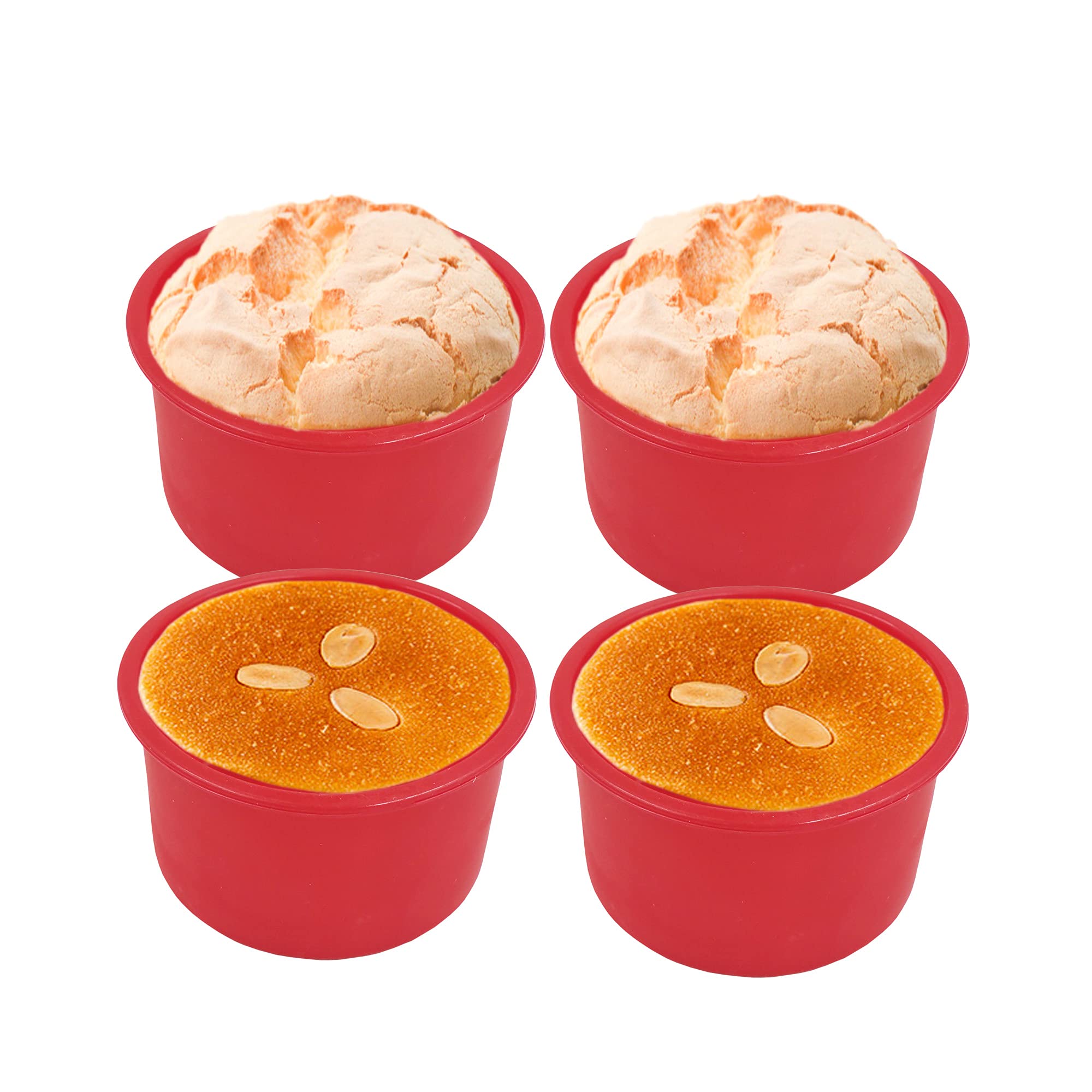 10,2 cm Kuchenformen-Set aus 4 Silikon-Kuchenformen, Schnellentriegelung, Backform, Küchen-Backwerkzeug für Schichtkuchen, Käsekuchen, Regenbogen-Kuchen und Chiffon-Kuchen