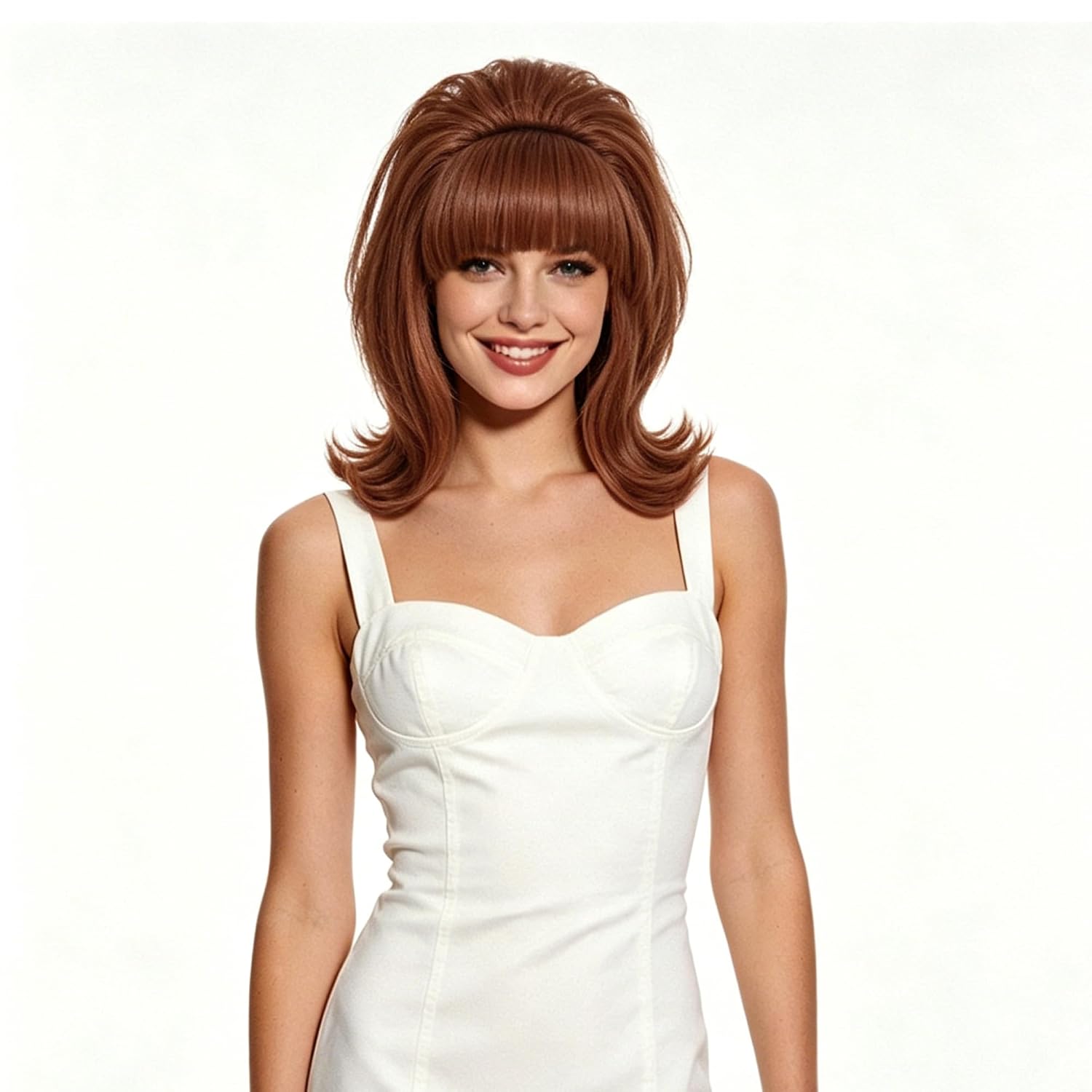 Coraline Womens Flip Wig 70s 60s Retro Beehive Style Bouffant Vintage Look Wig Costume Women Wig wtih Bang (Ginger)