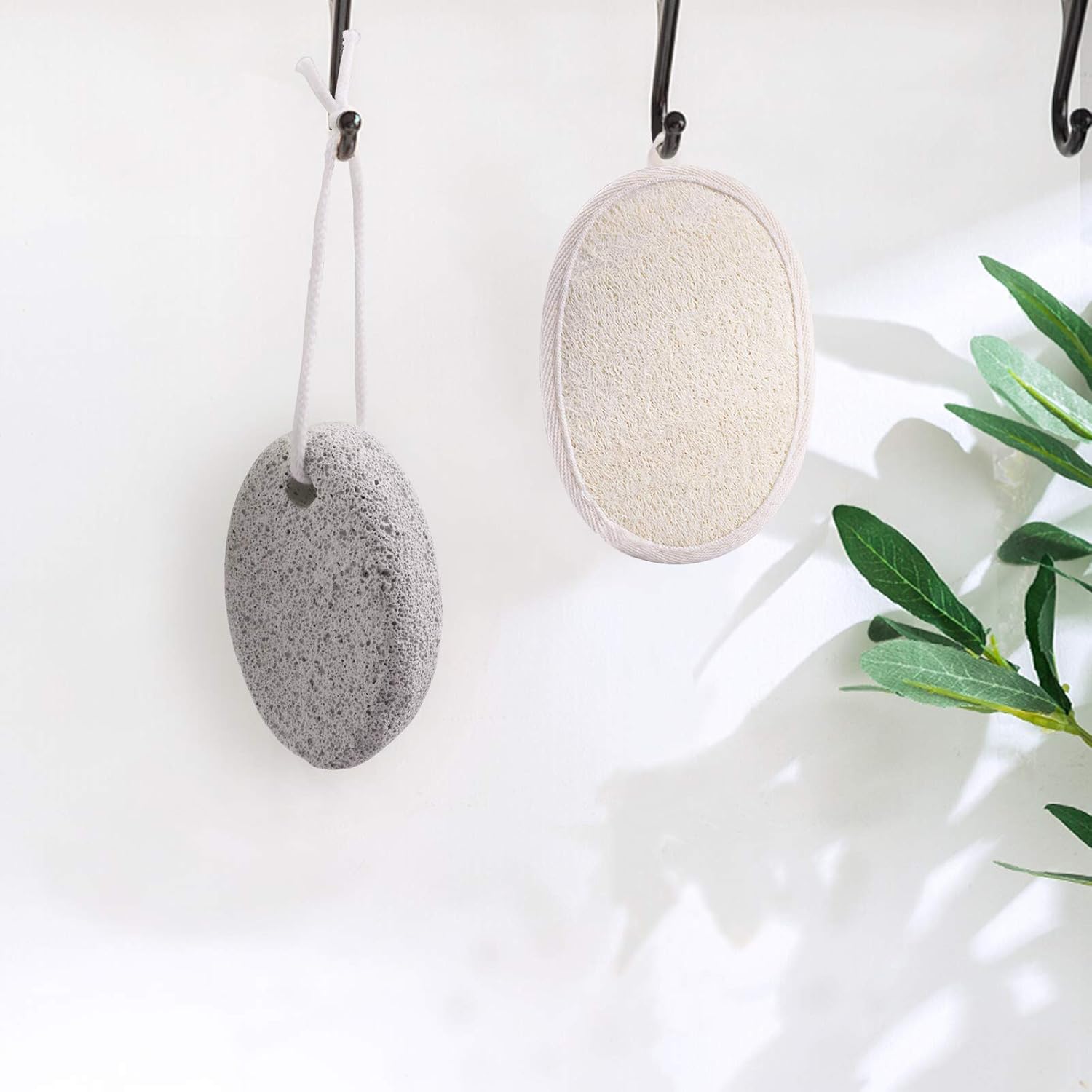 Pumice Stone, Pumice Stone for Feet with 2 Luffa Pad and 2 Hangers, Natural Lava Callus Remover, Foot Scrubber for Men & Women to Remove Dead Skin, Ideal for Pedicure Foot Care Gift Set (Oval) : Beauty & Personal Care