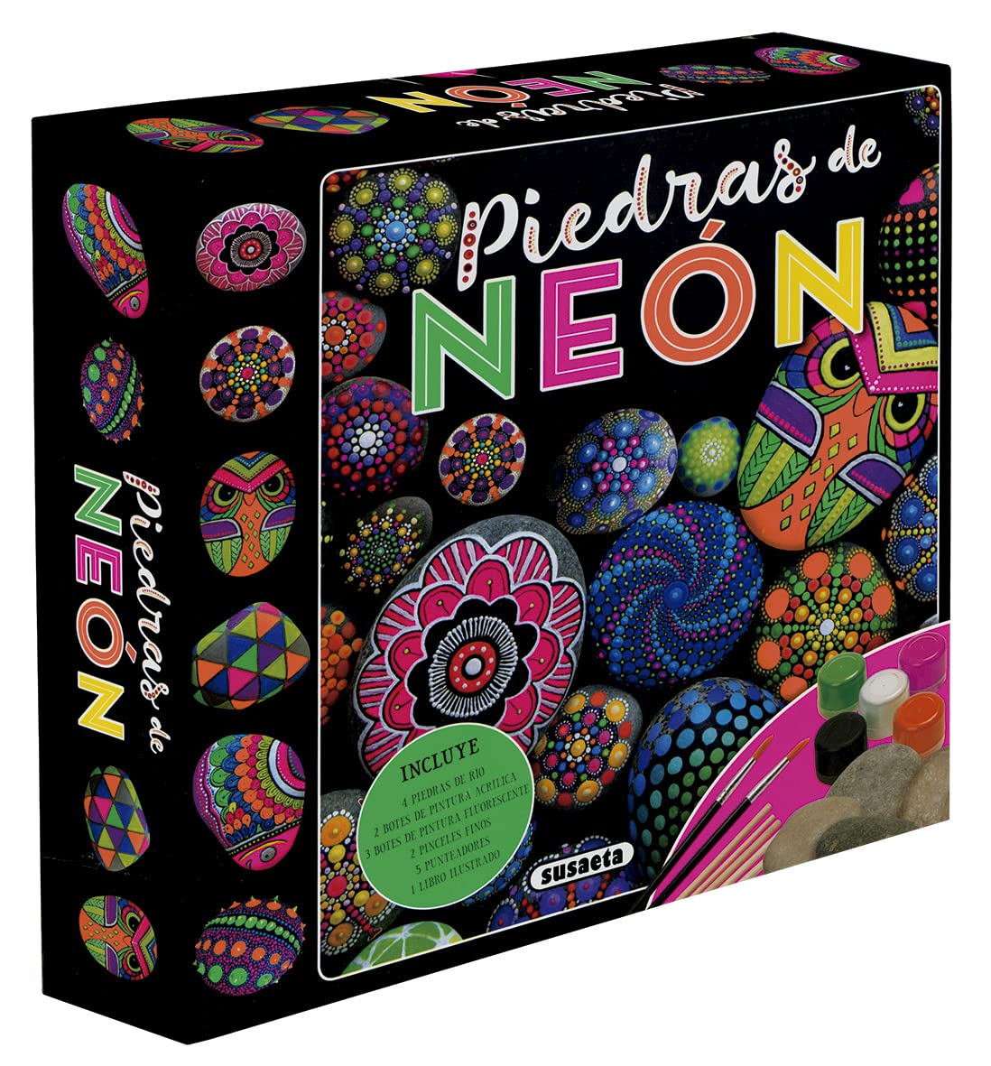Paint Your Own Neon Stones Tuckbox (Susaeta, Spain) (Rock Painting Kit)