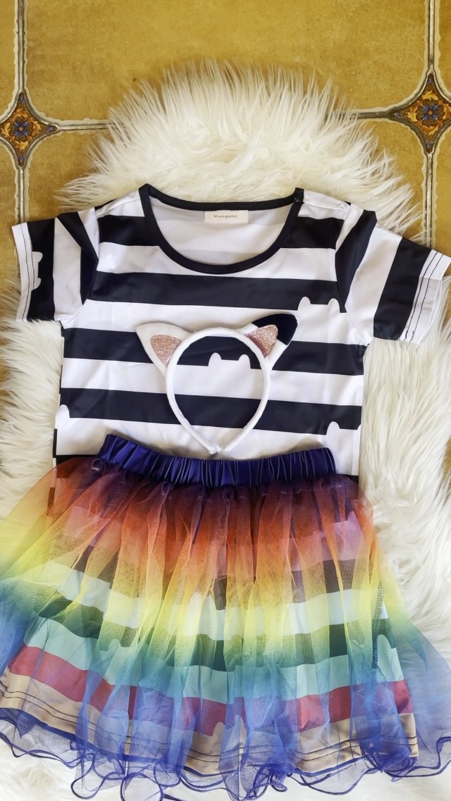 Disfraz para niña con tutú multicolor y accesorios miniatura 4