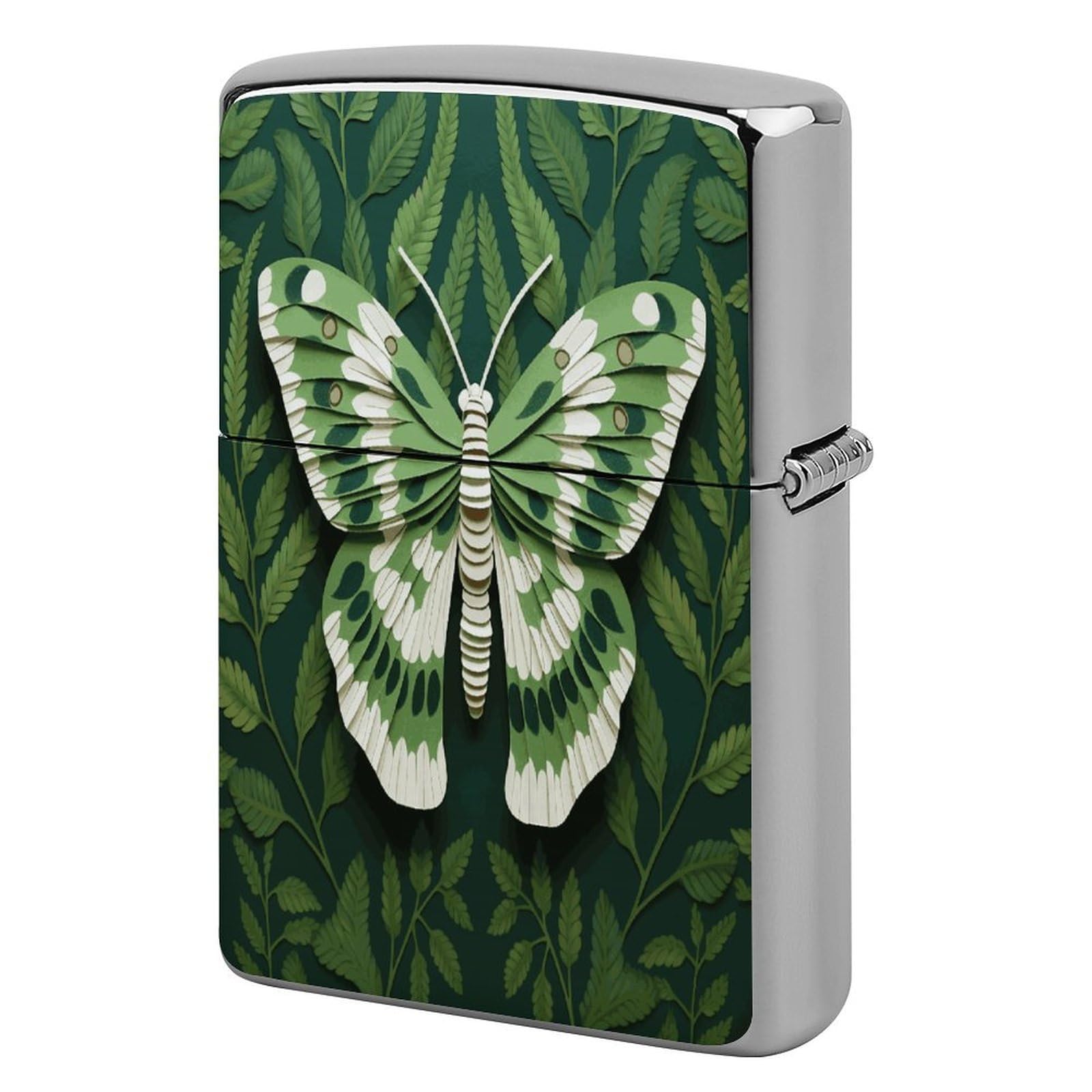 White Moth Print Metal Lighter Cover Case, Vintage Cool Lighter Housing Funny Lighters Sleeve for Zippo Men Dad Husband Gift Collect