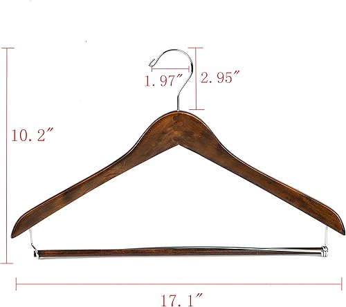 Miniatura 2 de Quality Hangers Perchas de madera hermosas y resistentes con barra de bloqueo, acabado retro (60)
