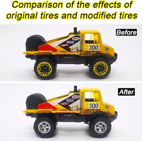 Miniatura 4 de Juego de 5 ruedas y neumáticos todoterreno 164 grandes a escala 1 64, camiones todoterreno modificados con 5 llantas (diámetro del neumático 0.68