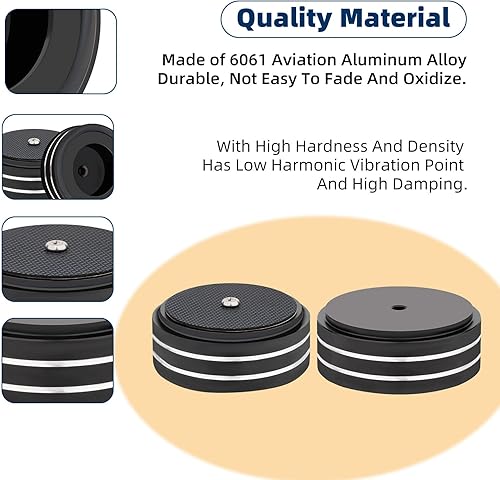 Miniatura 4 de Monosaudio Pies de aislamiento de altavoces, patas de altavoz de aluminio de 2.283 x 0.866 in de repuesto con adhesivos 3Manillo de goma
