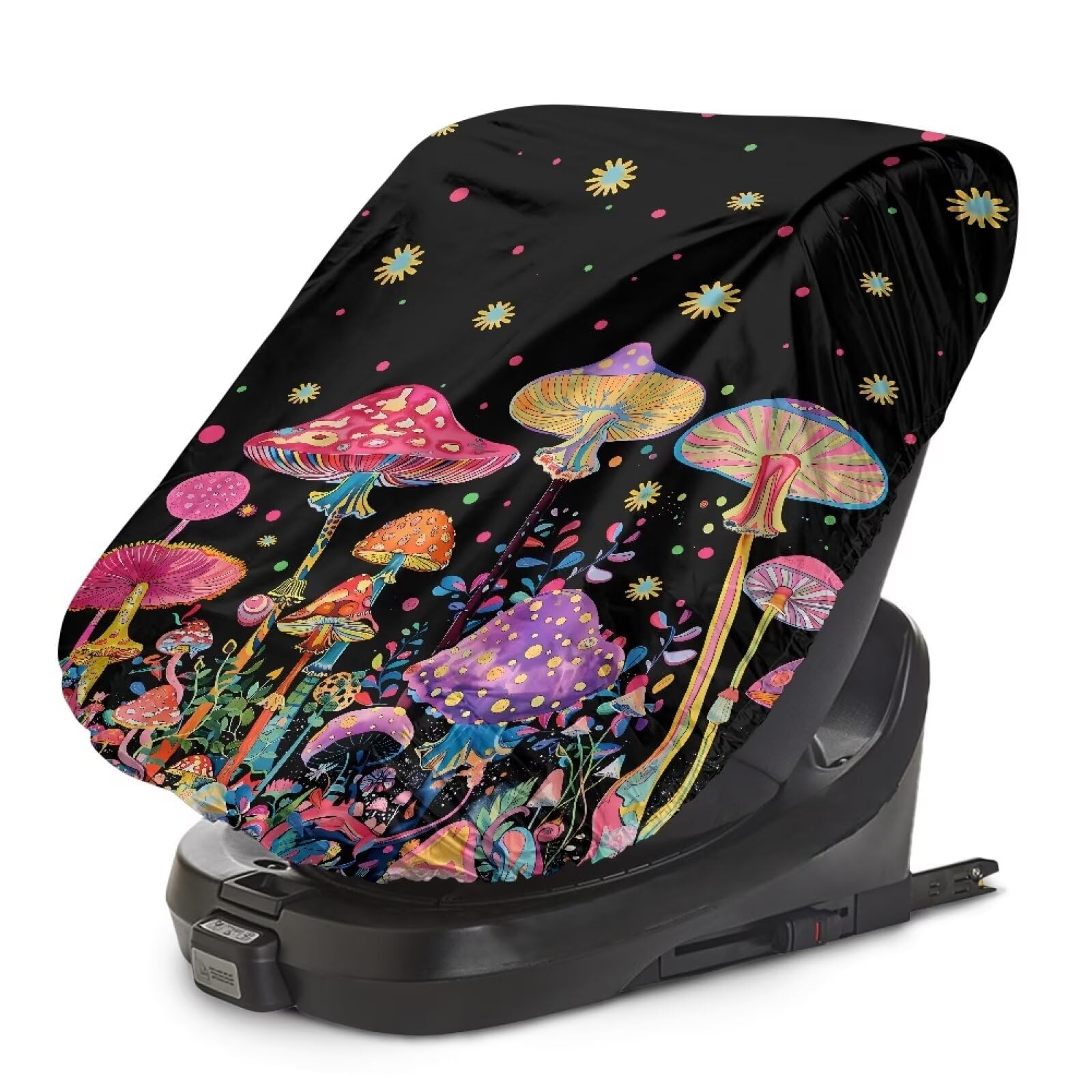 Brosoneto Colorful Mushroom Baby Car Seat Sun Shade Cover, Infant Car Seats Heat Protector UV Block and Reflective Keep Your Toddler's Carseat at a Cooler Temperature Travel Accessories