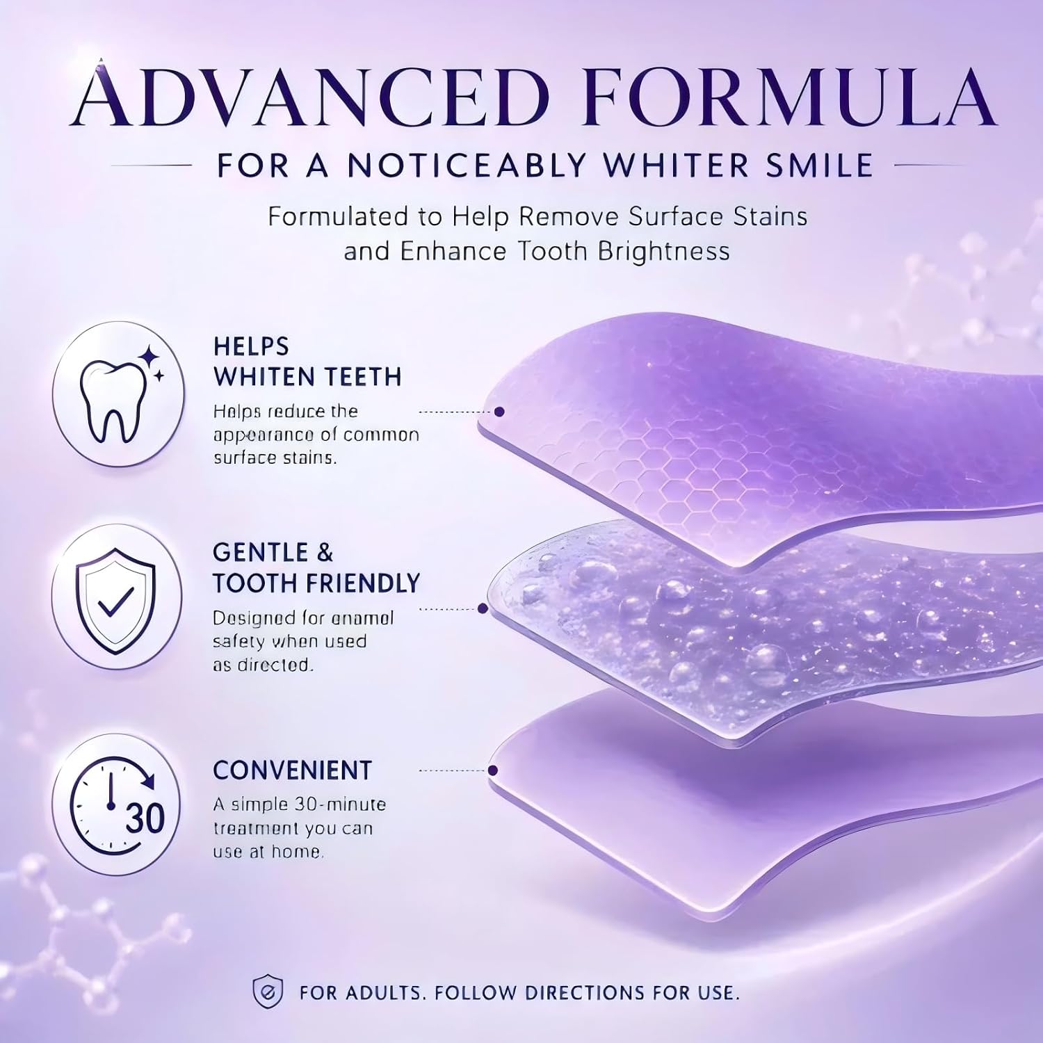 Purple Teeth Whitening Strips，Teeth Whitening Strips Removes Yellow Stains& Bad Breath，Enamel Safe & Low-Sensitivity，Peroxide-Free, Dry Strip Technology - 28 Strips, Mint (28 Count (One Box))