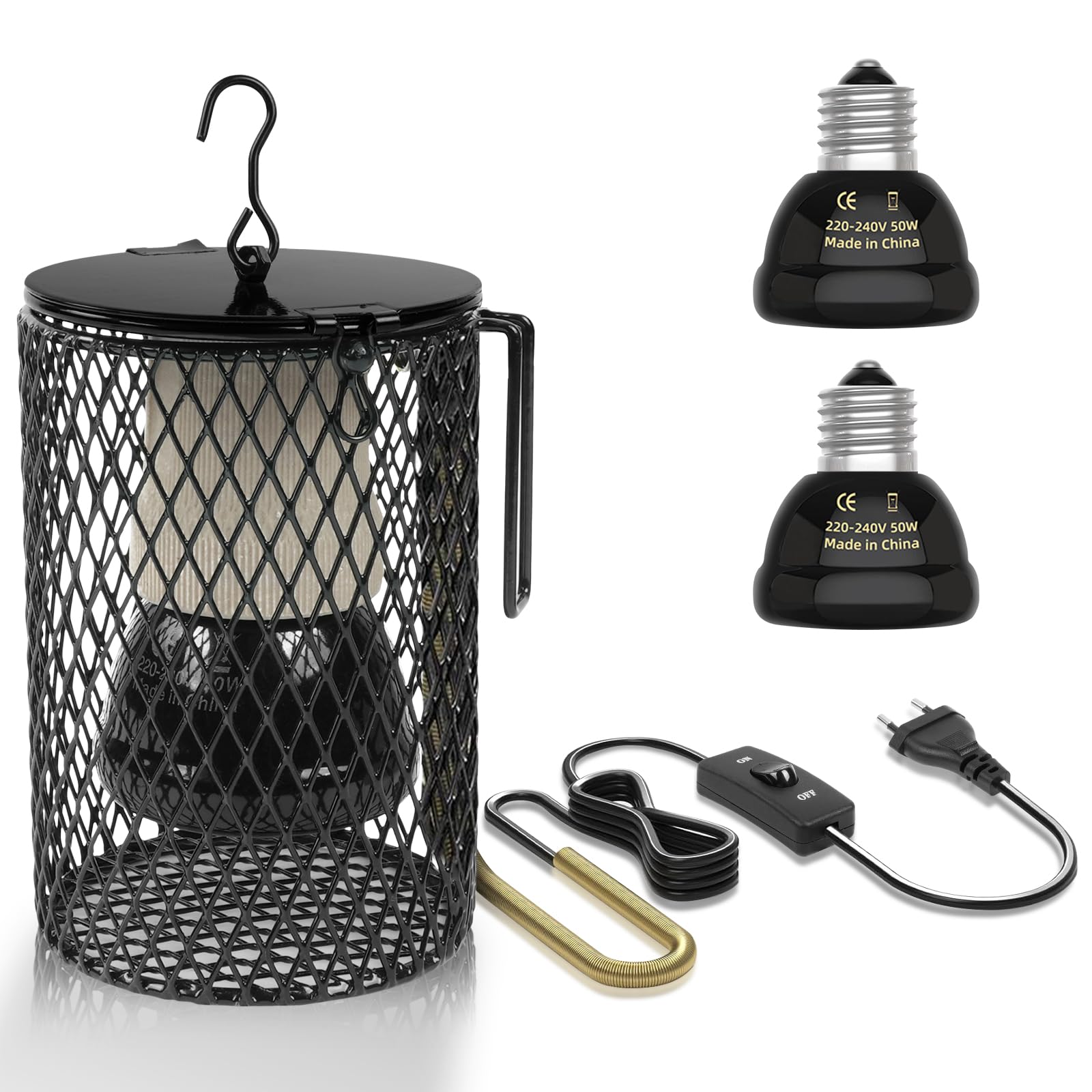 Grzewcza lampa dla gadów, ceramiczne żarówki na podczerwień, 50W, AC 220V, E27
