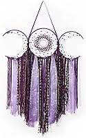 Vista 8 de ANROYE Colgante de Pared de Macramé Blanco de Triple Luna de la Diosa, Atrapasueños de Media Luna Boho, Atrapasueños Bohemio para Dormitorio
