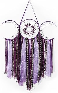 ANROYE Purple Triple Moon Goddess Macrame Wall Hanging, Boho Wiccan Cres...