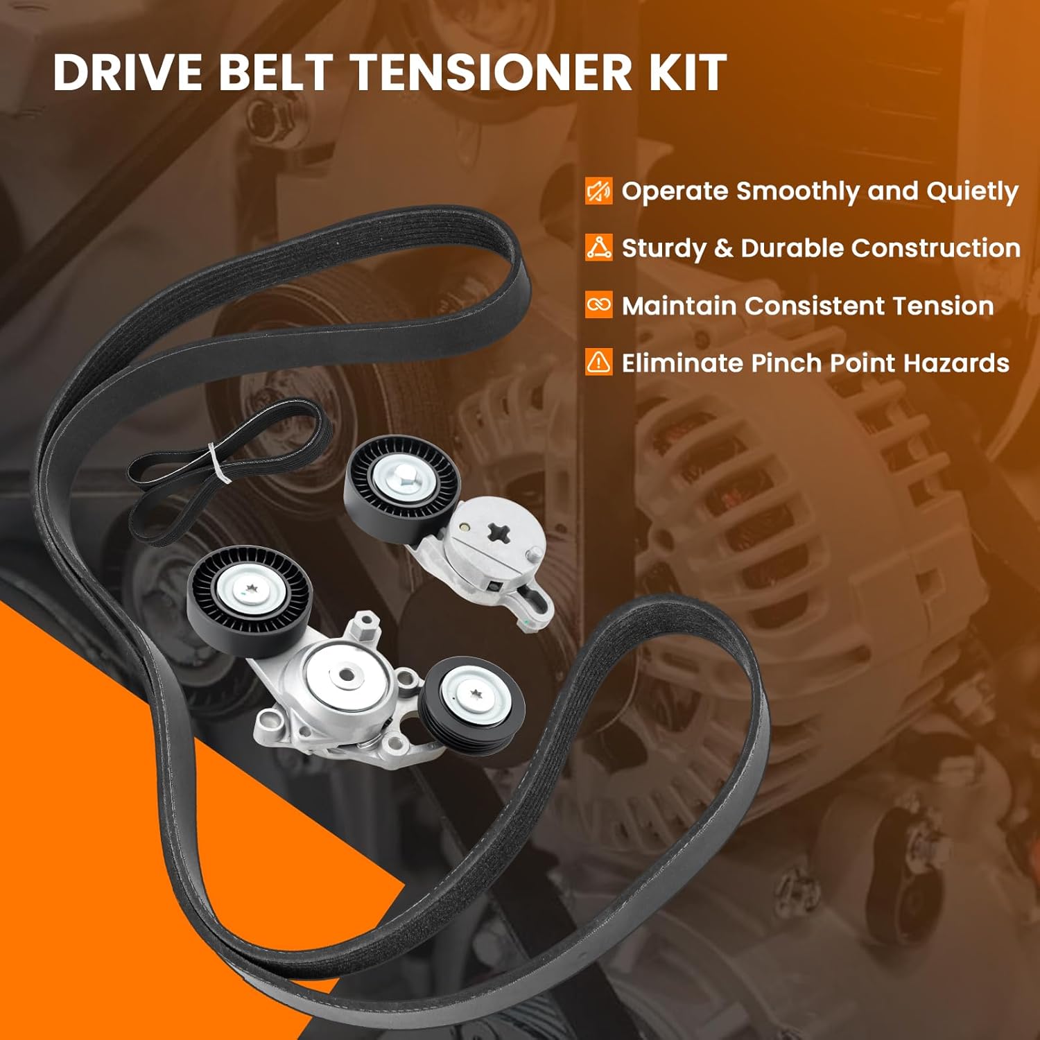 Drive Belt Tensioner Pulley Assembly Set Compatible with Toyota Camry 2.5L 2010-2011, Belt Tensioner Replaces 1662036030,16601-0V010, Serpentine Belt 4PK1240, 3PK1200