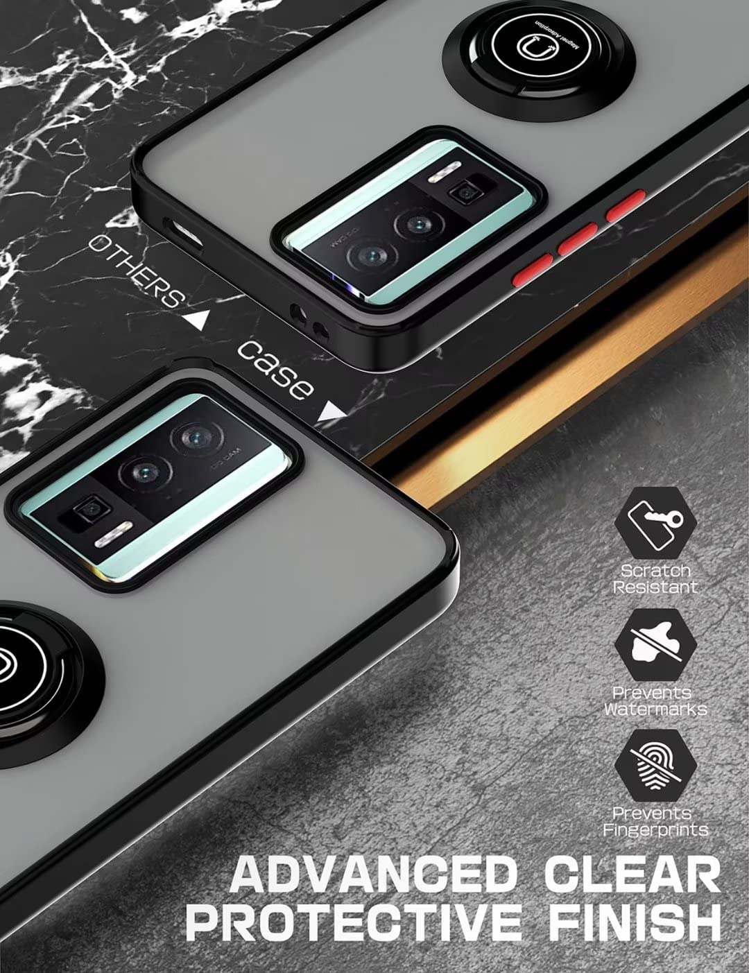 COMAKU Cover Per Xiaomi Poco F5 – Con Anello Magnetico 360° E Supporto – Blu Cielo