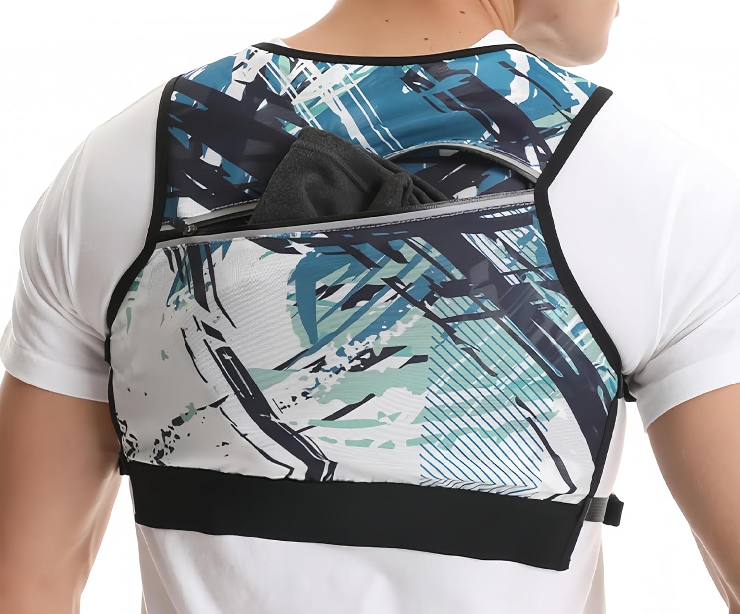 Mesh Hydration Vest Pack for Running Hiking Cycling, Adjustable Chest Bag with Water Bottle Pockets