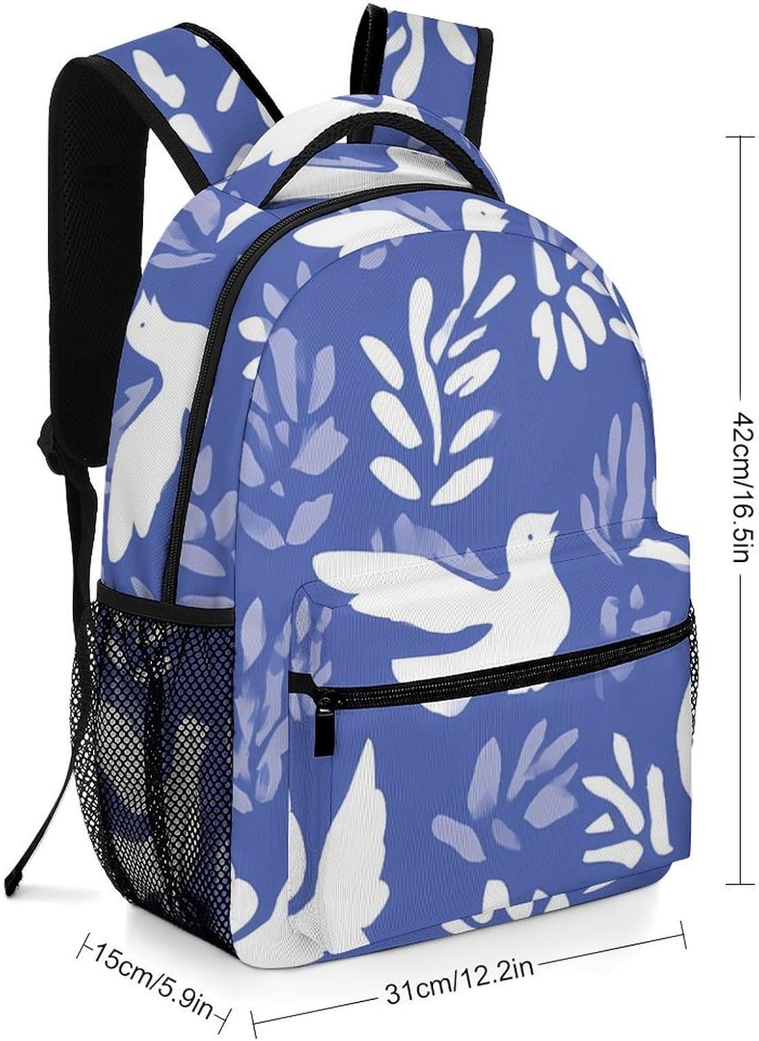 Doves Floral Aesthetics Unisex Backpack Casual Daypacks Lightweight Shoulders Bag for Camping Hiking Travel