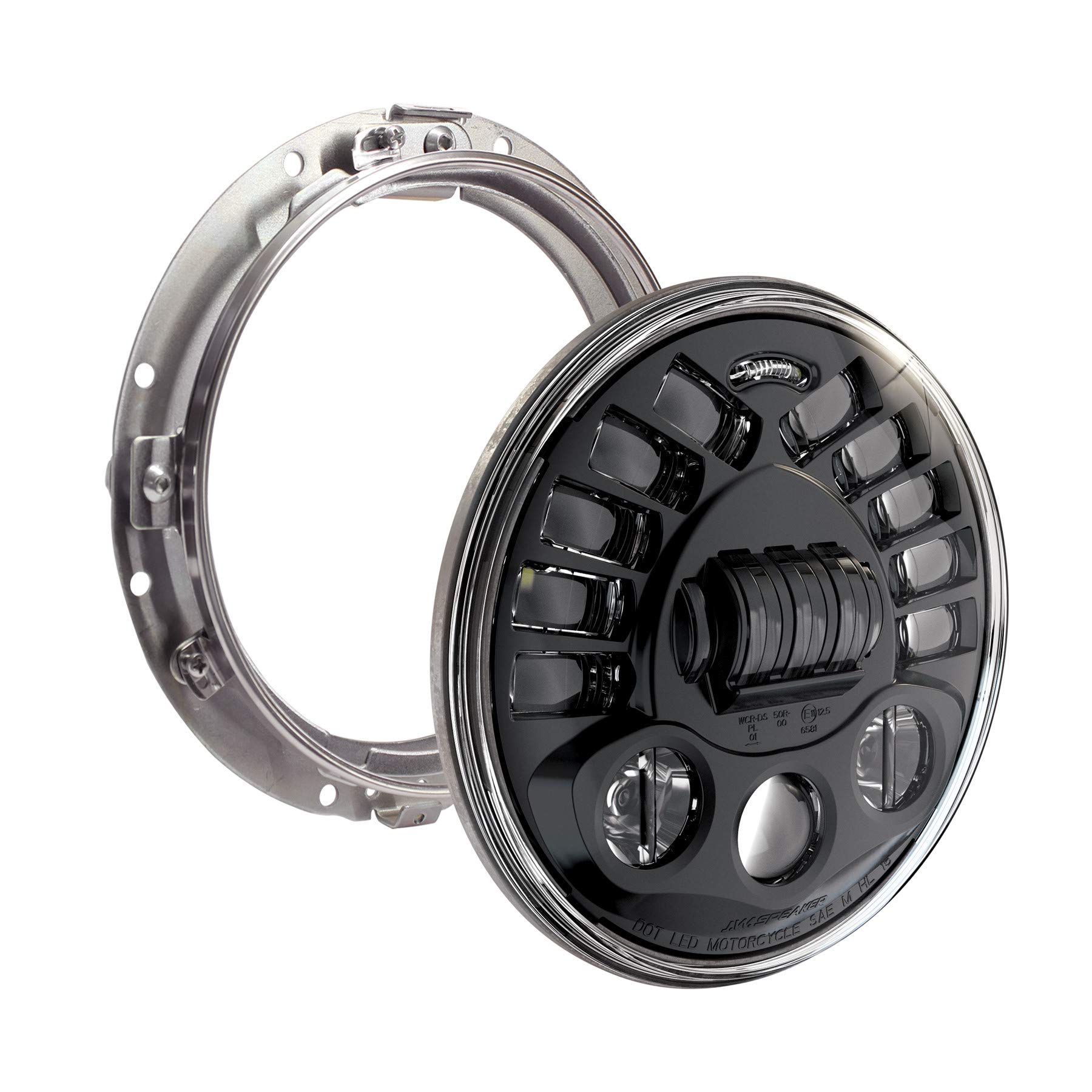 High and Low Beam Adaptive Headlight with Black Inner Bezel and Mounting Ring