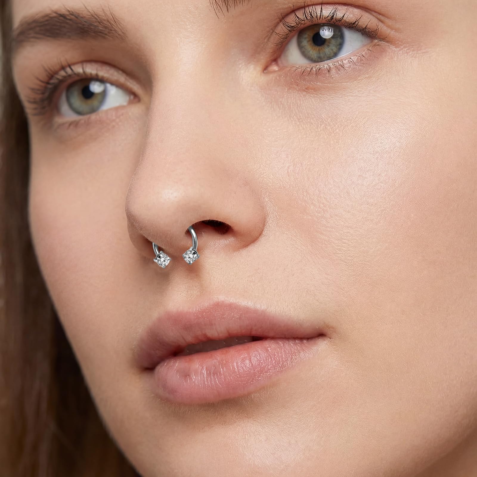 Nymora Anillo de Nariz de Plata 18G 3 Piezas (6mm 7mm 8mm) Piercing de Herradura de Circonio, Anillo de Piercing de Labios y Anillo de Helix con Herramienta de Agarre para Mujeres — view 5
