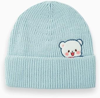 Milkmochabear Milk Mocha Winter Beanie - Cute Warm Knit Beanie Hat Cap for Women and Men with Embroidered Character