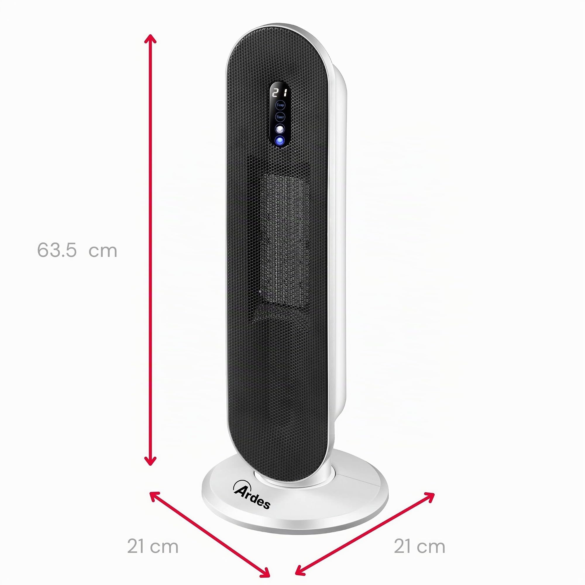 ARDES | AR4P16 TATANKA Radiateur ventilateur en céramique oscillant 2000W, radiateur ventilateur céramique avec panneau de commandes et télécommande, ventilateur silencieux oscillant niveaux Eco et