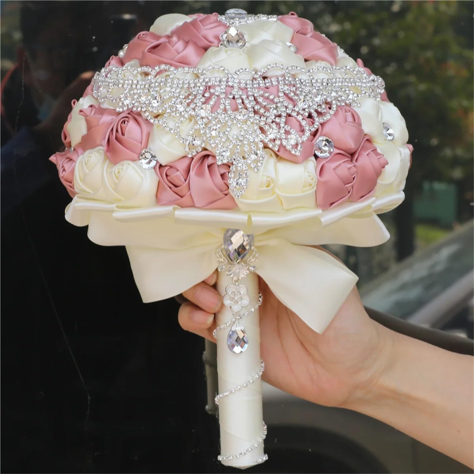 Bouquet da sposa in strass satinato