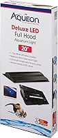 Aqueon LED Deluxe Full Aquarium Hood with Day White & Moon Glow Lights, 20 Inch - Fits 10/20 Gal Tanks, Black